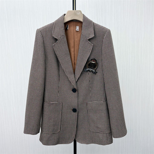 司●2025冬季新 复古格纹西装外套女时尚休闲气质百搭小西服1210