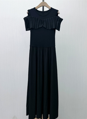 迪●2026夏季新品 法式露肩连衣裙女设计感小众修身显瘦a字裙1703
