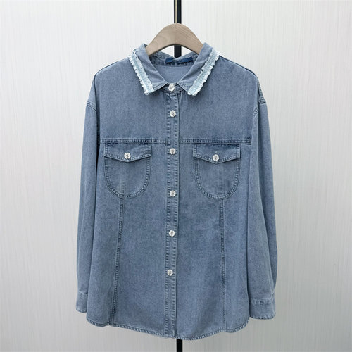 C●2026春季新品 牛仔衬衫女宽松休闲通勤百搭慵懒风长袖上衣3032