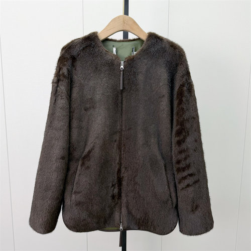 S●2026冬季新品 毛绒外套女厚实保暖圆领短款拉链仿皮草大衣166