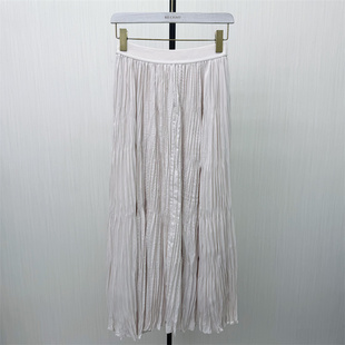 百褶裙女松紧腰显瘦气质通勤百搭a字长裙6077 新品 2026春季
