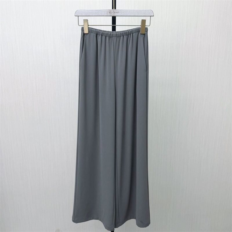 图●2026夏季新品 阔腿裤女松紧腰直筒显瘦垂感拖地休闲长裤5051