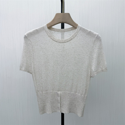 fei●2026夏季新品 短袖针织衫女气质修身显瘦简约打底上衣6284