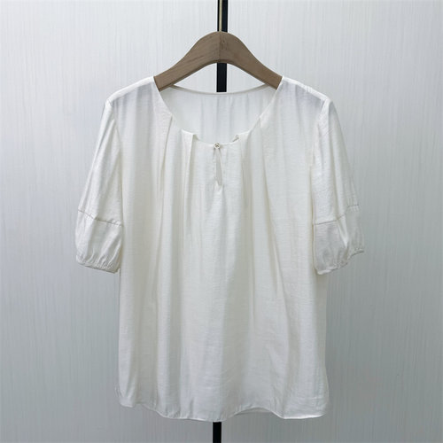 恩●2026夏季新品 法式衬衫女气质通勤百搭小清新薄款短袖上衣122