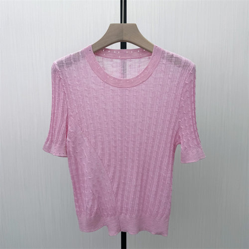 恩●2026夏季新品 短袖针织衫女宽松轻薄简约打底显瘦T恤上衣597