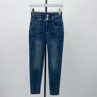 磨毛小脚牛仔裤 新品 女高腰显瘦修身 长裤 1560 司 铅笔裤 2025冬季