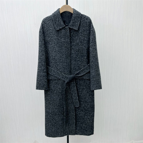 图●2025冬季新品 双面呢大衣女长款气质宽松绵羊毛呢子外套7519