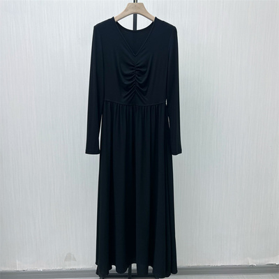 KA●2025冬季新品 法式v领连衣裙女气质显瘦修身内搭长袖裙子0091