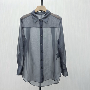 2025秋季 女休闲宽松百搭中长款 新品 衬衫 上衣0601 桑蚕丝长袖