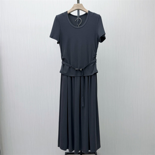 S●2026夏季新品 休闲套装女简约修身短袖T恤伞裙半身裙两件套319