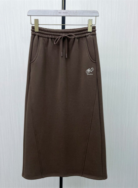 C●2025冬季新品 休闲加绒半身裙女松紧腰显瘦直筒百搭卫裙6097