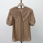 女气质减龄小清新短袖 恩 上衣016 法式 娃娃领衬衫 2026春季 新品