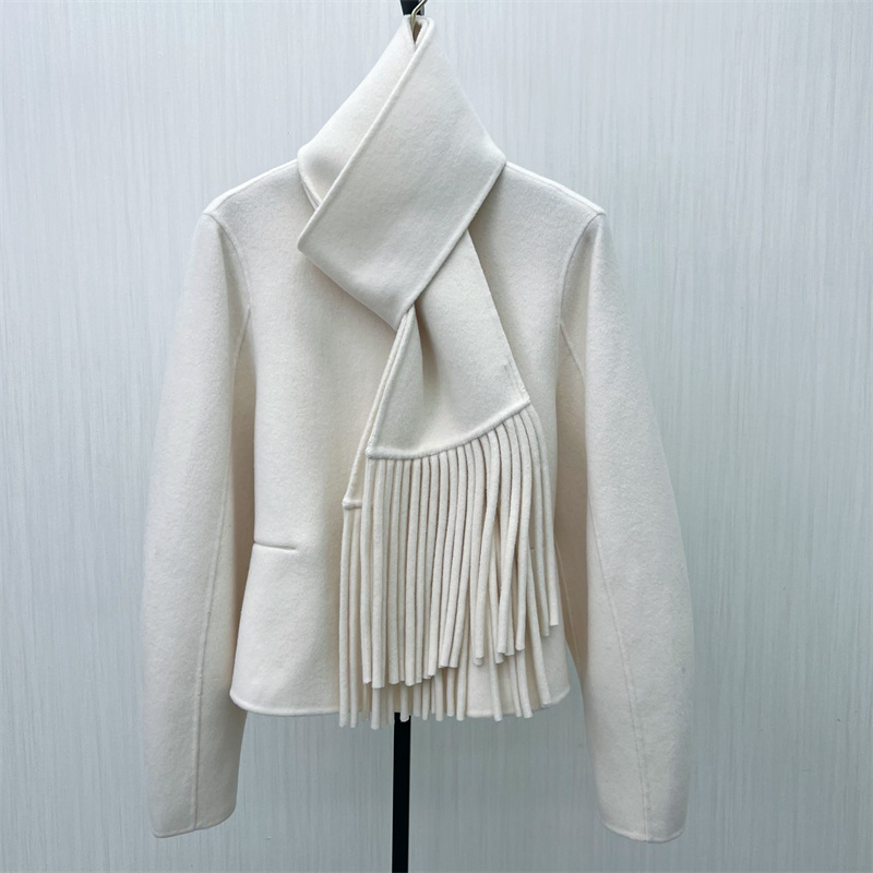 良月●2025冬季新 双面呢大衣女气质短款宽松绵羊毛呢子外套8342