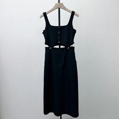 乂●2026春季新品 黑色连衣裙女设计感小众休闲通勤无袖a字裙0162