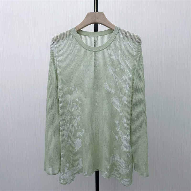 S●2026夏季新品 镂空长袖罩衫女宽松慵懒风套头针织衫上衣961