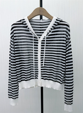 艾W●2026春季新品 轻薄连帽针织衫女气质简约短款小衫上衣5420