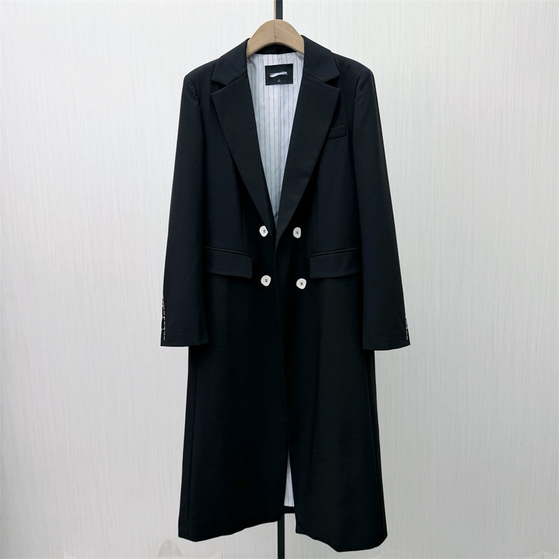迪●2026春季新品 长款西装外套女时尚休闲双排扣宽松大衣0619