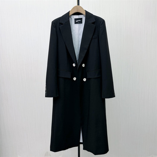 迪●2026春季新品 长款西装外套女时尚休闲双排扣宽松大衣0619