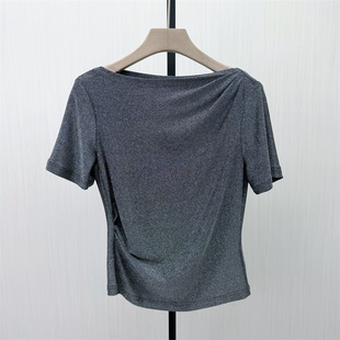 良月●2026夏季新品 纯色T恤女简约通勤百搭修身显瘦短袖上衣0178