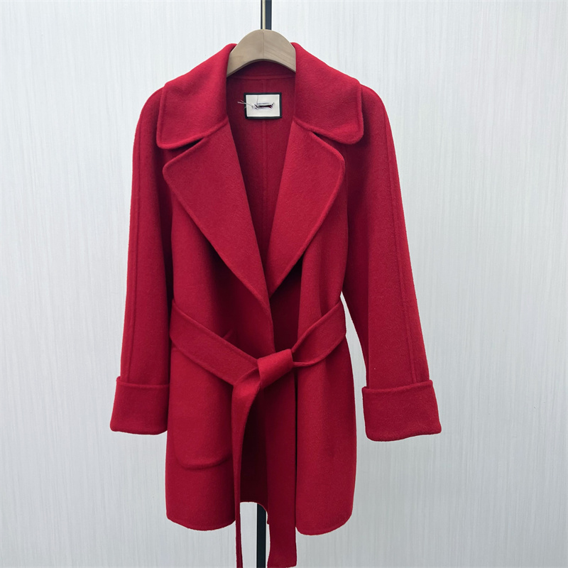 良月●2025冬季新品 绵羊毛呢子大衣女中长款气质双面呢外套4008