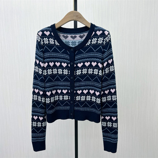 女气质宽松显瘦针织衫 提花针织开衫 新品 上衣2618 2025秋季