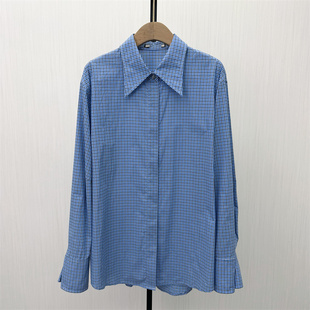 良月●2026春季新品 复古格纹衬衫女休闲通勤宽松百搭长袖上3434