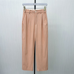 女高腰显瘦宽松休闲直筒长裤 熠 条纹阔腿裤 新品 5501 2026春季