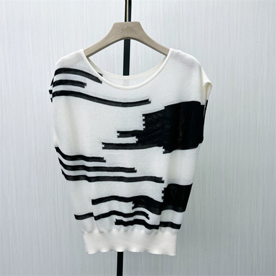 迪●2025夏季新品 针织条纹背心女休闲宽松显瘦无袖打底上衣3128