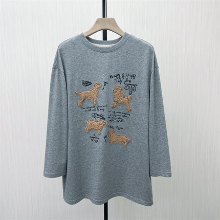 C●2025秋季新品 印花长袖T恤女宽松休闲百搭显瘦打底上衣1231