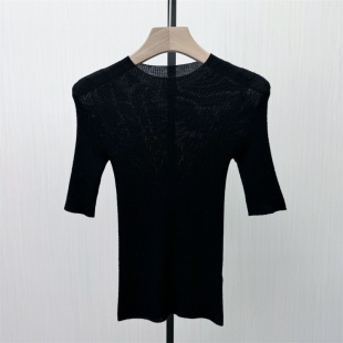 艾W●2026春季新品 绵羊毛短袖针织衫女气质修身显瘦打底衫5127