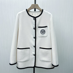 双面呢大衣女中长款 新品 气质宽松绵羊毛呢外套871 2025冬季 恩