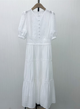 芭●2026夏季新品 法式泡泡袖连衣裙女气质显瘦小清新茶歇裙3078