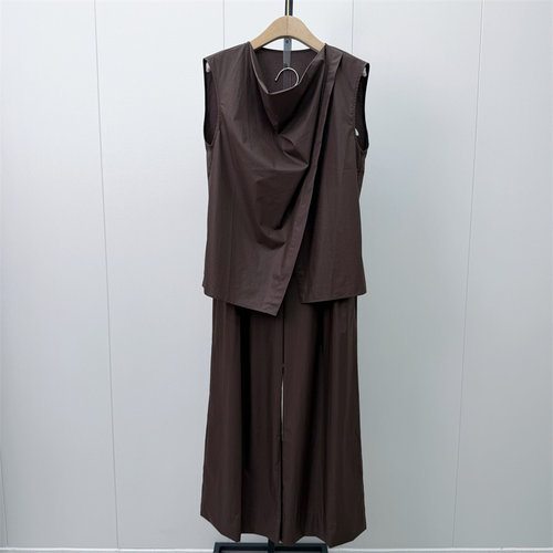 迪●2026秋季新品 套装女气质通勤无袖衬衫阔腿长裤两件套3317