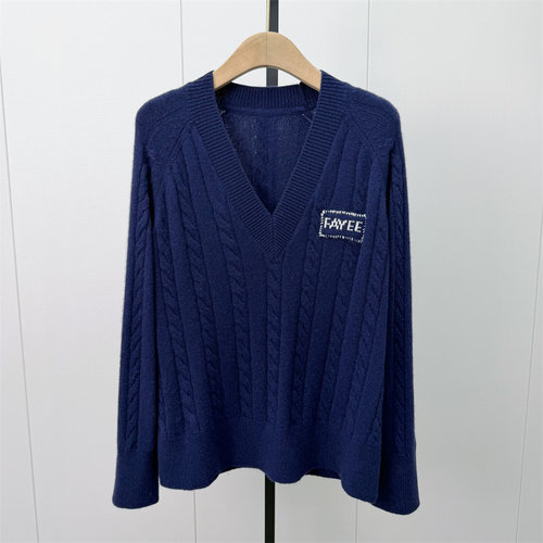 fei●2026秋季新品 v领绵羊毛衫女慵懒风休闲宽松针织衫上衣7187
