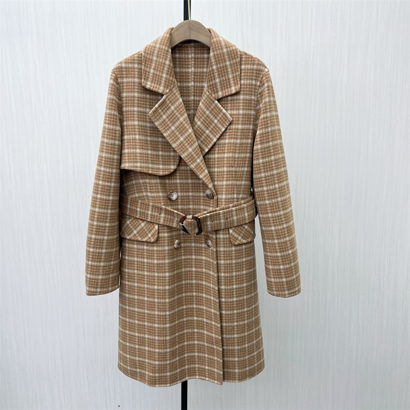 文●2025冬季新品 绵羊毛呢子大衣女中长款气质双面毛呢外套593