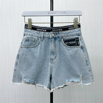 乂●2025夏季新品 牛仔短裤女复古高腰显瘦直筒休闲a字阔腿裤3762