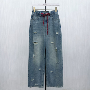 伊●2026夏季新品 阔腿牛仔裤女高腰显瘦宽松百搭休闲长裤3276