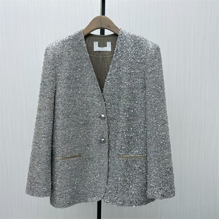 2025秋季 休闲经典 新品 外套女时尚 宽松通勤西服732 亮片西装 艾