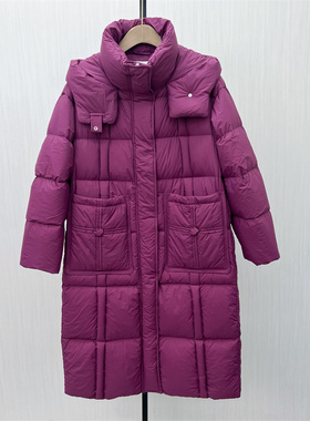 fei●2025冬季新品 羽绒服女时尚长款宽松加厚保暖白鸭绒外套8294