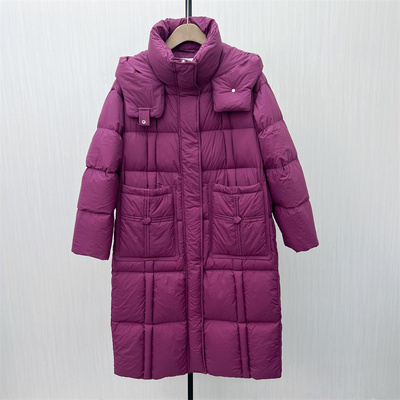 fei●2025冬季新品 羽绒服女时尚长款宽松加厚保暖白鸭绒外套8294