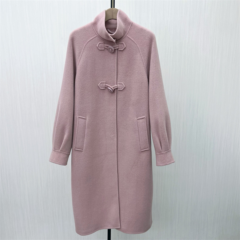 C●2025冬季新品 双面呢大衣女气质长款宽松绵羊毛呢子外套8309