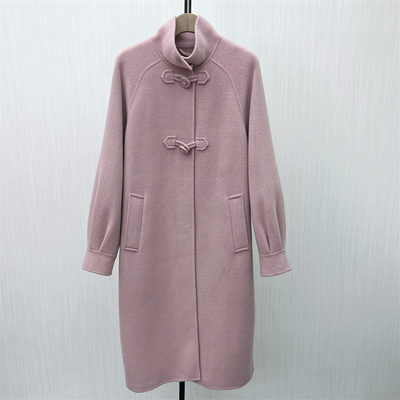 C●2025冬季新品 双面呢大衣女气质长款宽松绵羊毛呢子外套8309