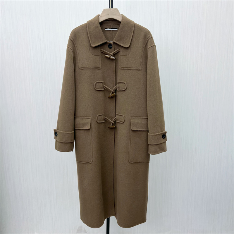 恩●2025冬季新品 双面呢大衣女长款气质宽松绵羊毛呢子外套726