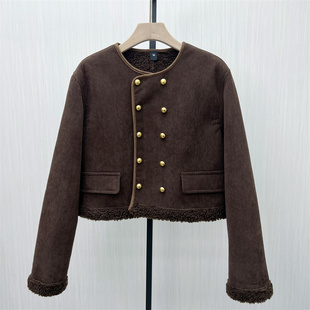 羊羔毛外套女宽松短款 新品 加厚保暖大衣260 2025冬季 品牌折扣