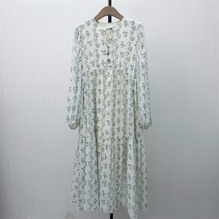 fei●2026春季新品 碎花长袖连衣裙女小清新复古森系茶歇裙子5230