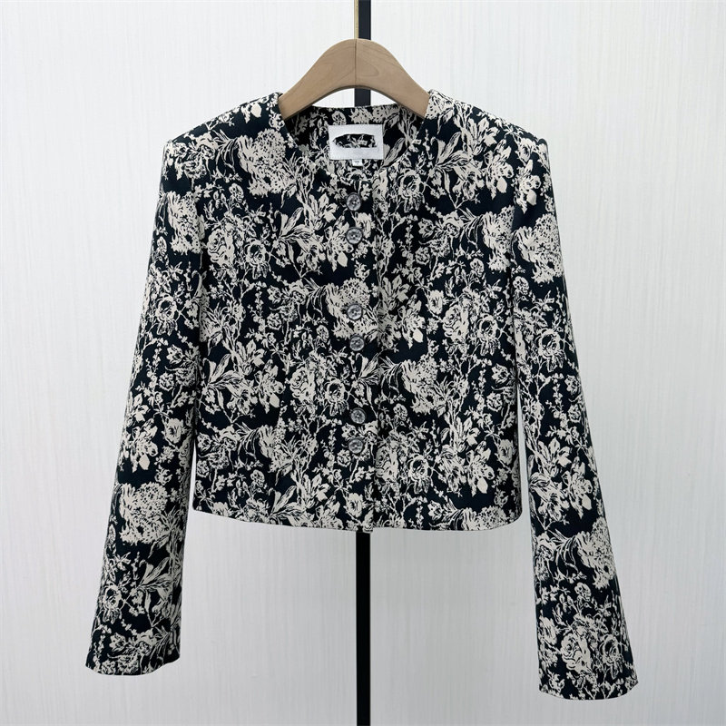 fei●2026春季新品 复古印花外套女气质通勤小个子短款夹克5189,女装/女士精品,短外套,淘宝优惠券,粉丝福利购,淘宝优惠卷