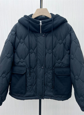C●2025冬季新品 假两件羽绒服女宽松短款设计感拼接保暖外套9229
