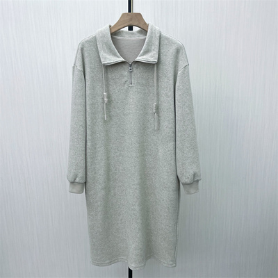 C●2025冬季新品 卫衣连衣裙女中长款休闲宽松慵懒风打底裙子7187