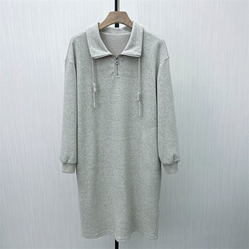 C●2025冬季新品 卫衣连衣裙女中长款休闲宽松慵懒风打底裙子7187