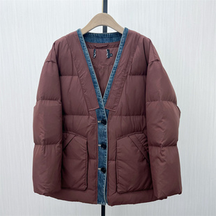 假两件羽绒服女宽松休闲通勤百搭保暖厚外套829 新品 2025冬季